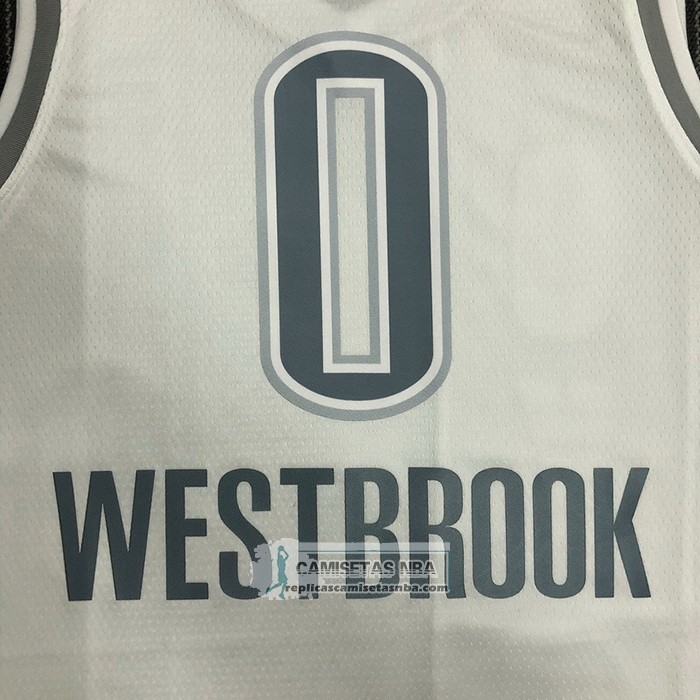 Camiseta Oklahoma City Thunder Russell Westbrook NO 0 Ciudad 2021-22 Blanco